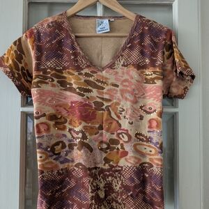 Women's Multicolor V-Neck Top